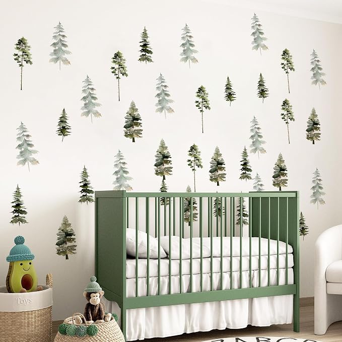 Watercolor Trees Wall Decal, Peel and Stick Nursery Forest Decals Mural, Wilderness Wall Art Stickers for Kids, Boys and Girls Room, Bedroom & Toddler Room Decor(Tree Wall Decal 89) - Image 6