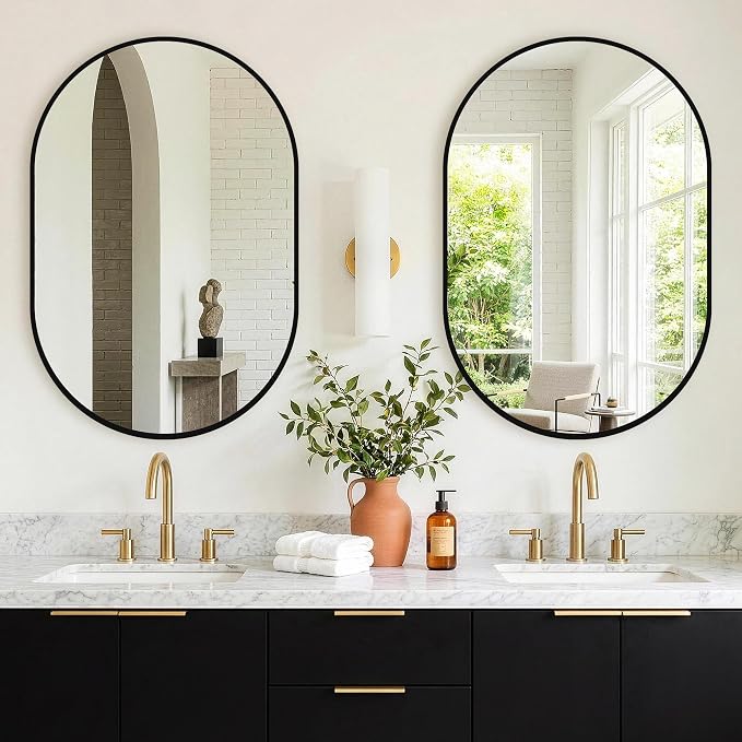 Oval Bathroom Mirror, 2 Pack 24"x36" Black Vanity Mirror for Over Sink - Image 7