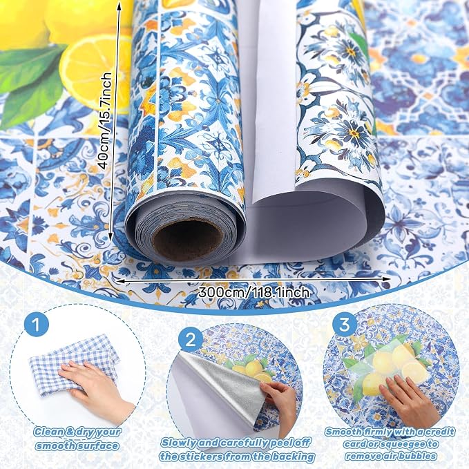 Drydiet Amalfi Coast Wallpaper Peel and Stick Contact Paper 15.8 x 118.1 | Self Adhesive, Capri Lemon Design, Easy Apply Remove, Wall Sticker for Home Locker Dorm Classroom Living Room Decor - Image 2