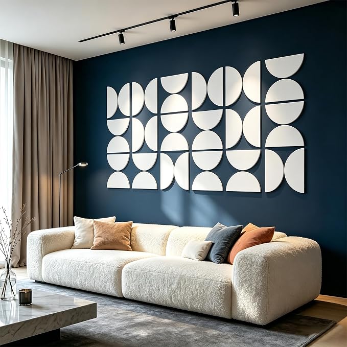 Half Circles 3D Wall Panels, Wall Decor Accents, Geometric Art, Large Wall Art, Landscape Home Decoration Modern and Minimalist For living Room,Bedroom, Office-24-Pack Panel Kit (White-24 PACK) - Image 7
