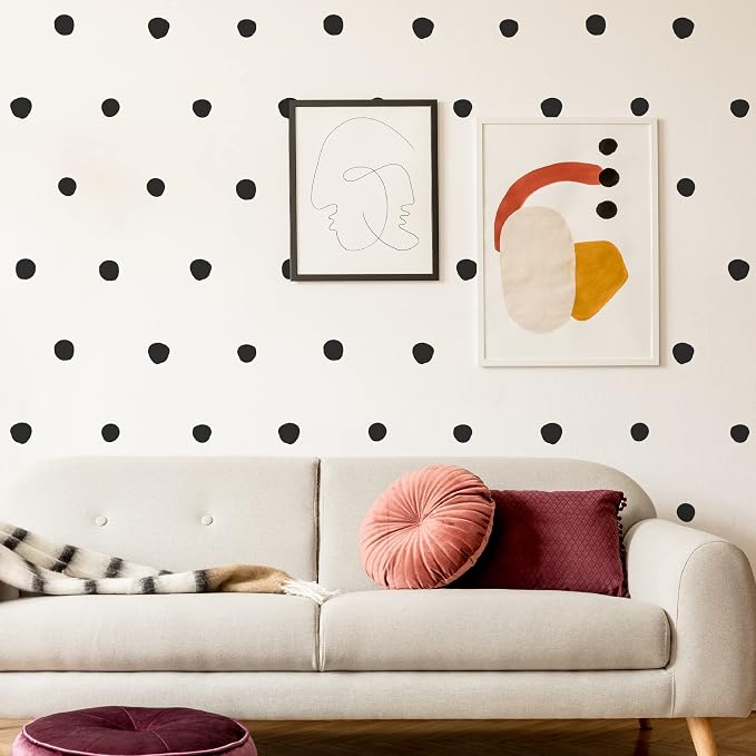 Black Irregular Dot Wall Decals, Scandinavian Geometric Wall Décor | Peel and stick matte black vinyl stickers for home, office, dorm. Stunning painted look for modern boho accent wall. by SHYJSHYJINSPIRED-PEELSTICK