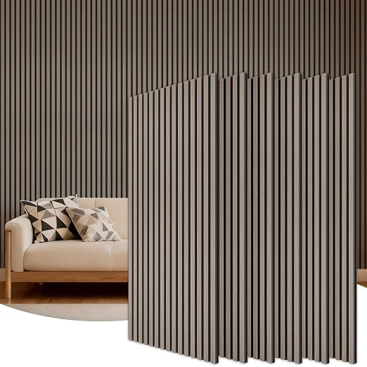 TONOR Wood Wall Panels for Interior Wall Decor-6 Pack 47.2" x 23.6" | Wood Slat Acoustic Panels-46.41ft², Soundproof Wall Panels for Noise Cancelling and Decoration, Living Room, Office, Gray by TONOR