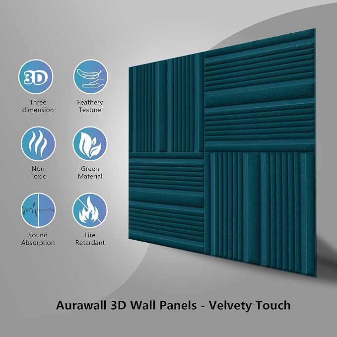 Velvet 3d wall panels for Interior wall Decor peel and stick, Soundproof Geometric Textured 3d Wall Panels for Living Room, Bedroom, TV Background 17.7" x 17.7", Covers 26.15 Sq.Ft 12pcs Teal - Image 5