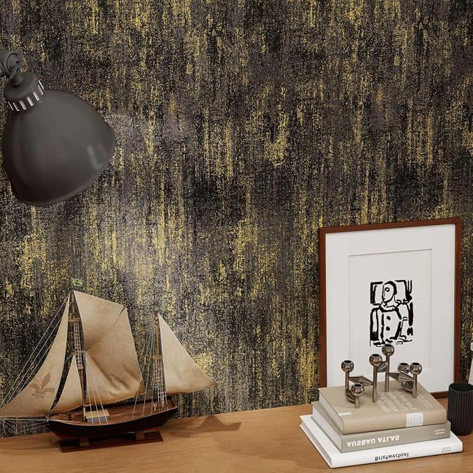 Arthome Black Gold Peel and Stick Wallpaper 17" x 120" | Covers 14.1 sq ft.Removable Contact Paper,Ideal for Nightstands,Cabinet Doors or Small Bedroom Accent Walls - Image 4