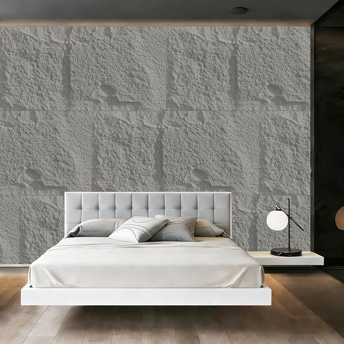 3D Faux Stone Wall Panels， 4 PCS PU Wainscoting Panel 47.2" x 23.6"×1.18 | Light Gray - Image 6