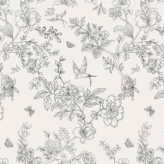 Froluya Black and White Floral Wallpaper Peel and Stick 17.7in×196.8in | Vintage Floral Contact Paper Boho Flowers Birds Removable Self Adhesive Decorative Wallpaper for Bathroom Cabinets by Froluya