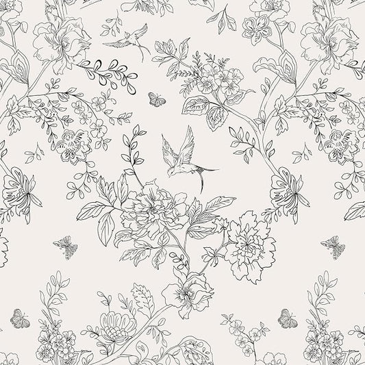 Froluya Black and White Floral Wallpaper Peel and Stick 17.7in×393.7in | Vintage Floral Contact Paper Boho Flowers Birds Removable Self Adhesive Decorative Wallpaper for Bathroom Cabinets by Froluya
