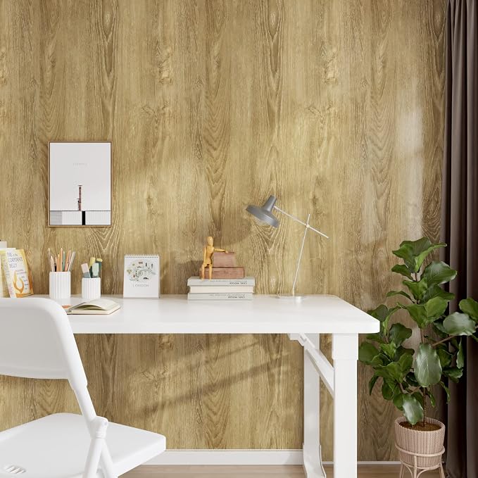 WESTICK Glossy Brown Wood Contact Paper Self Adhesive Wooden Wallpaper Kitchen Countertop Peel and Stick Waterproof Removable Faux Wood Grain Contact Paper for Countertops Tables Cabinets 196"x15.8" - Image 7
