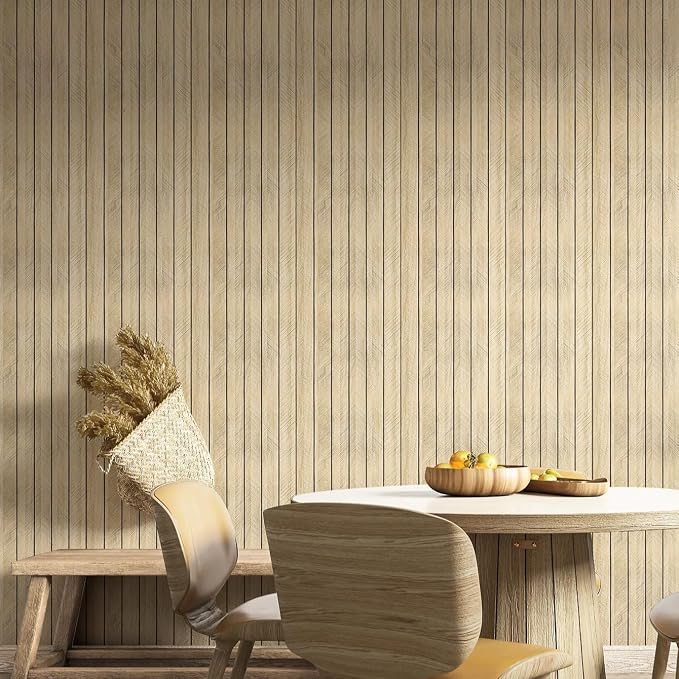 Chejiaye Peel and Stick 3D Wall Panel -15.75"x118"Soundproof Self-Adhesive Wall Sticker, Removable Thick PVC Slat Contact Paper for Kitchen Bedroom,Ceiling Wall Decoration Wood Grain (Log Color) - Image 3