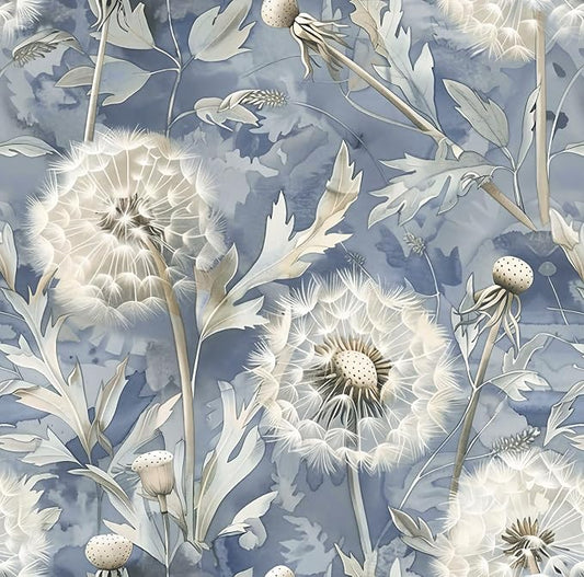 Jeweluck Blue Floral Peel and Stick Wallpaper Dandelion 16.9" x 196.8" | Vintage Blue Contact Paper Peel and Stick Dandelion Boho Self Adhesive Removable Wallpaper for Bathroom Cabinets Decorative by Jeweluck