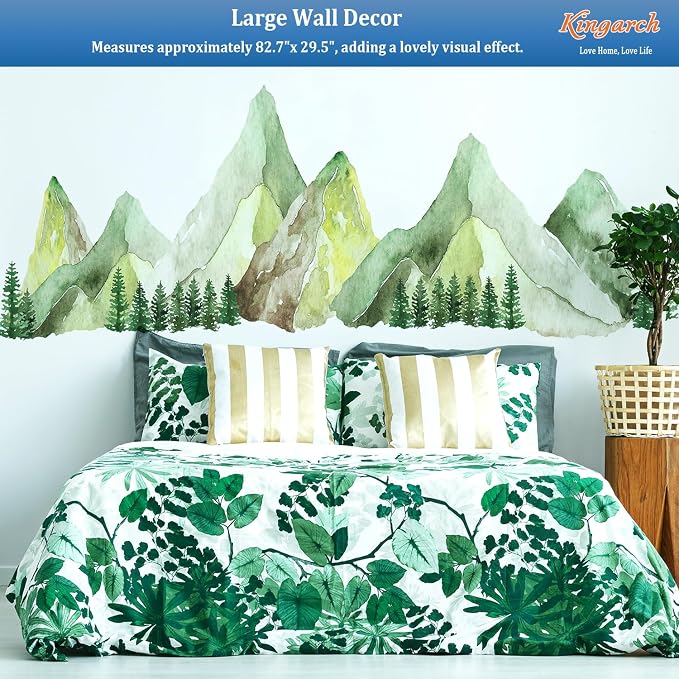 Large Mountain Wall Decals, Green Pine Tree Peel and Stick Vinyl Wall Stickers & Murals, Removable Home Room Wall Decor for Bedroom Living Room Bedroom Classroom Office Nursery - Image 6