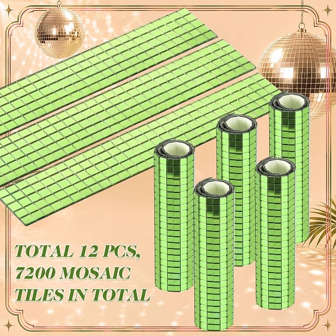 7200 Pieces Light Green Disco Mirror Tile Self-Adhesive Mirrors Mosaic Tile - Image 5