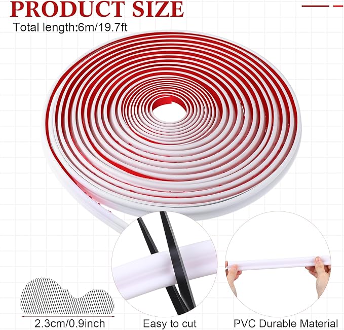 19.7ft Peel and Stick Chair Rail, 0.91 Inch, Stylish, White - Image 2