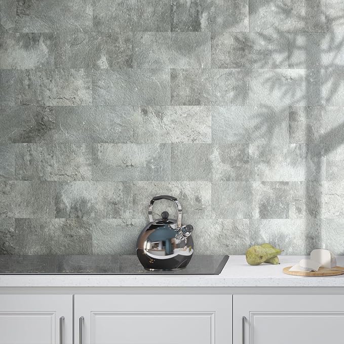 AULIGET 20-Piece Mountain Rock Peel and Stick Backsplash Wall Tiles, 6" x 12" PVC Faux Stone Stick on Tiles for Backsplash Kitchen, Bathroom, Laundry Room, Camper, Fireplace - Image 8