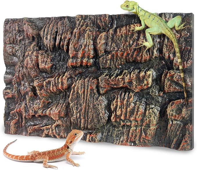17.7x11.8in Rock Terrarium Background,3D Reptile Tank Background Board,Amphibian Stereo Backdrop Wall,Lizard Snake Gecko Spider Turtle Fish pet silo Background Decorative Panel(Brown) by Sysmashing