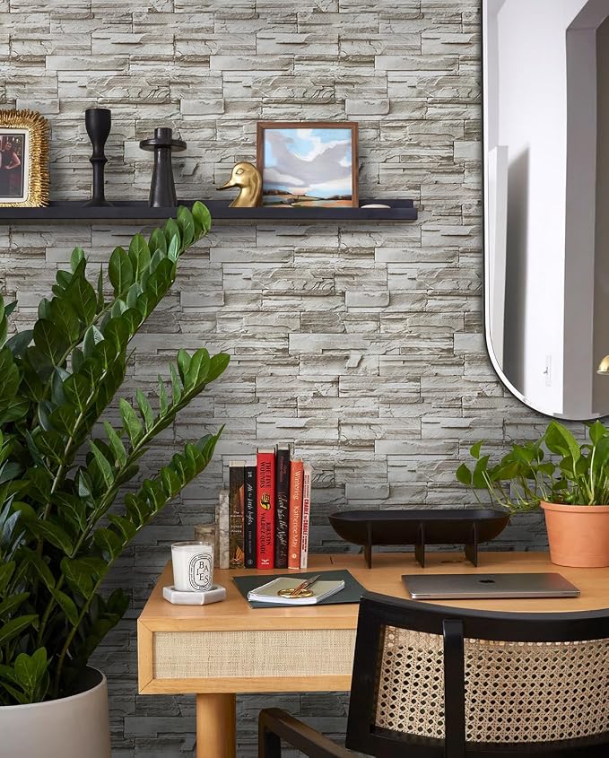 Timeet Brick Wallpaper Peel and Stick Wallpaper Faux Brick Contact Paper Stone Wallpaper 17.3in x118.11 Self-Adhesive Removable Wall Paper for Bedroom Living Room Wall Decor - Image 4