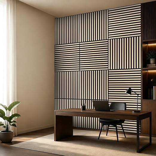Art3d 6-Pack Acoustic Wood Slat Panel & Ceiling Tile, 2 x 2 ft, Ashtree | Crack-Resistant, Scratch-Resistant, Eco-Friendly, Durable, Grid Compatible, Ideal for Living Room, Bedroom & Home DIY Upgrade - Image 3