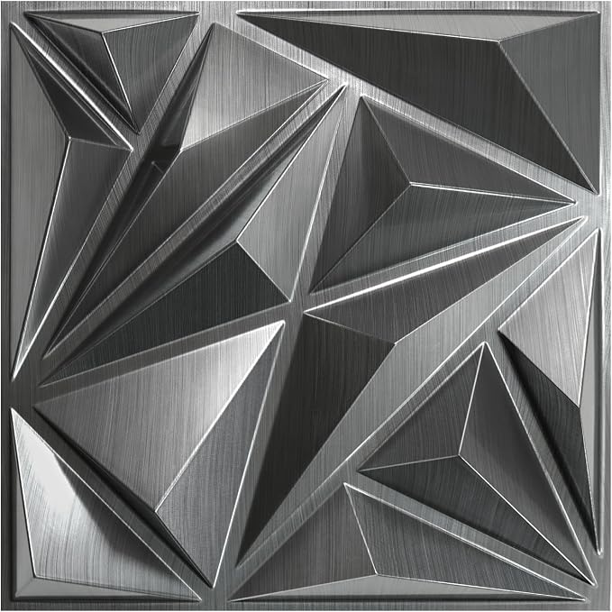 STICKGOO Diamond 3D Wall Panels, Brushed Silver 12''x12'', 33 Pack | Accent Wall Panels for Interior Wall Decor, Living Room, Bedroom, TV Background, Office, Cover 32 Sq.Ft by STICKGOO