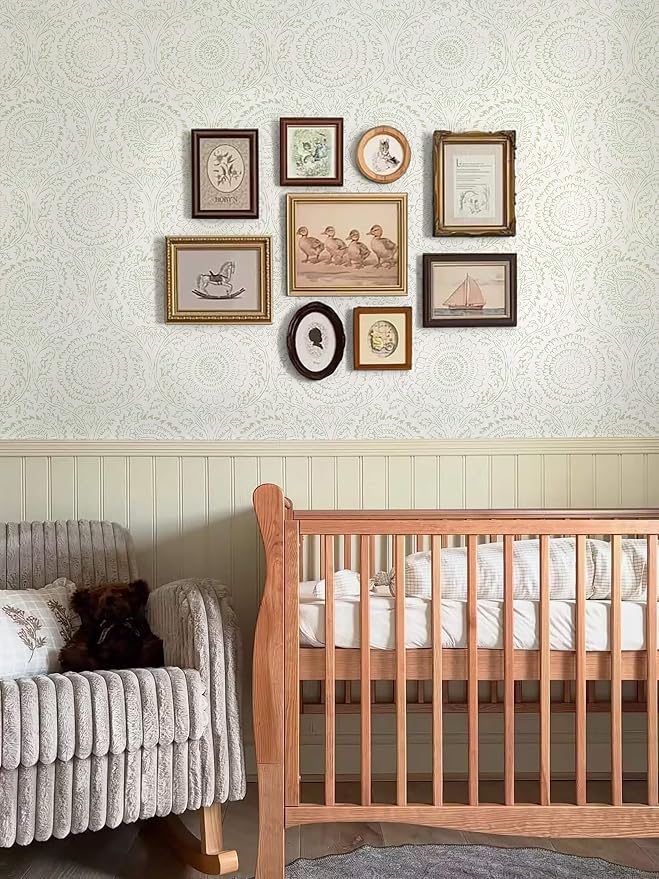 Ismoon Green Peel and Stick Wallpaper Boho Floral Contact Paper 17.3x78.7in | Beige Renter Friendly Wall Paper Textured Self Adhesive Removable Wallpaper for Bedroom Kitchen Thicken Vinyl Waterproof - Image 7