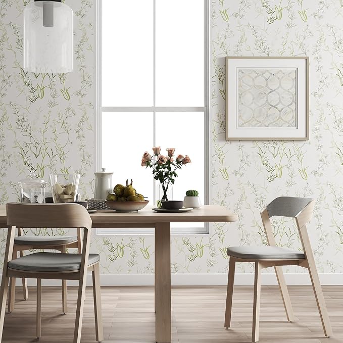 Timeet Floral Peel and Stick Wallpaper Botanical Wildflower Self Adhesive Wall Paper Removable Plant Vine Contact Paper for Living Room Bedroom Accent Decor 17.3" x 200" - Image 6