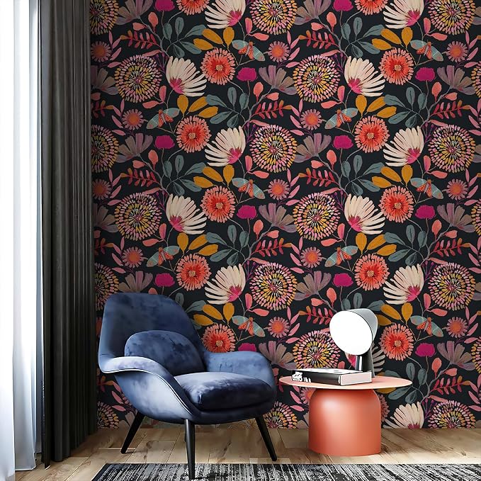 Peel and Stick Wallpaper Floral Contact Paper for Cabinets/Kitchen/Bathroom | Textured Vinyl Stick on Wall paper, Removable, Waterproof, Self-adhesive, Boho, for bedroom/rv/laundry room, 17.3" x 118" - Image 2