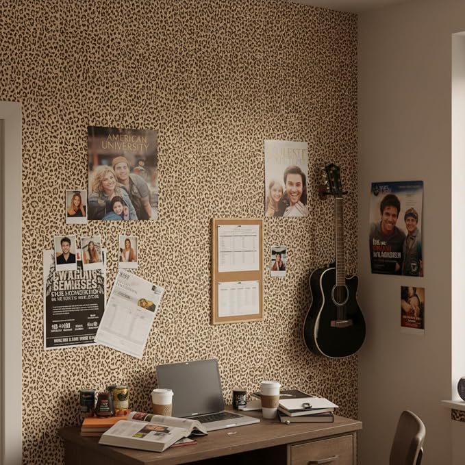Drydiet Leopard Print Wallpaper Peel and Stick Contact Paper 15.8 x 1500 | Self Adhesive, Cheetah Print Design, Easy Apply Remove, Wall Sticker for Home Locker Dorm Classroom Living Room Decor - Image 4
