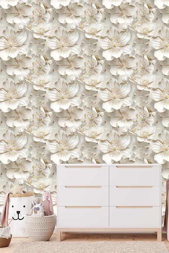 Peel and Stick Wallpaper Gray Yellow Gradient Floral Small by WEISENI