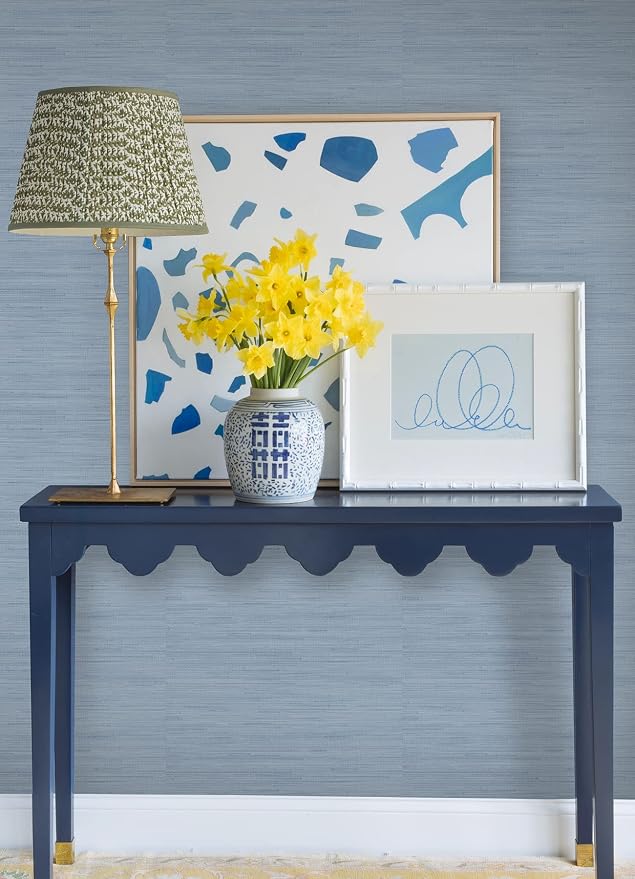 NuWallpaper x Society Social Classic Faux Grasscloth Peel and Stick Wallpaper, Mineral Blue - Image 5