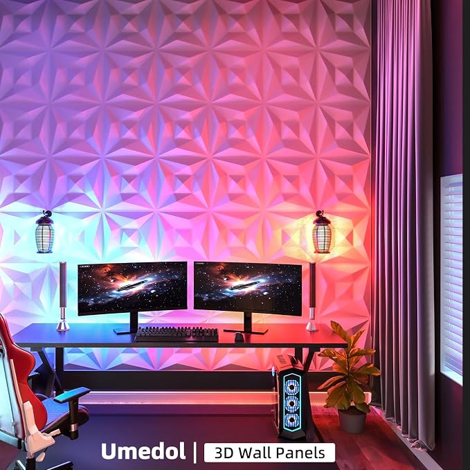 40 PCS 3D Wall Panels for Interior Décor White 11.8"*11.8" Wall Covering Panels，PVC Textured 3D Tile for Living Room，Bedroom DIY Interior Wall Décor - Image 4