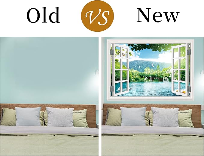 FLFK Fake Window Wall Sticker - Landscape Faux Window Wall Mural for Wall Decor, Stick and Peel Wall Decals,48"x32",Set of 2 Sheets - Image 5