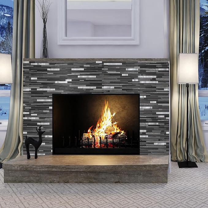 StyloVue 20 Sheets Peel and Stick Tile Backsplash, Black with Metal Gold Look Stick on Tile Upgrade Your Kitchen Backsplash, RV, Fireplace - Image 8