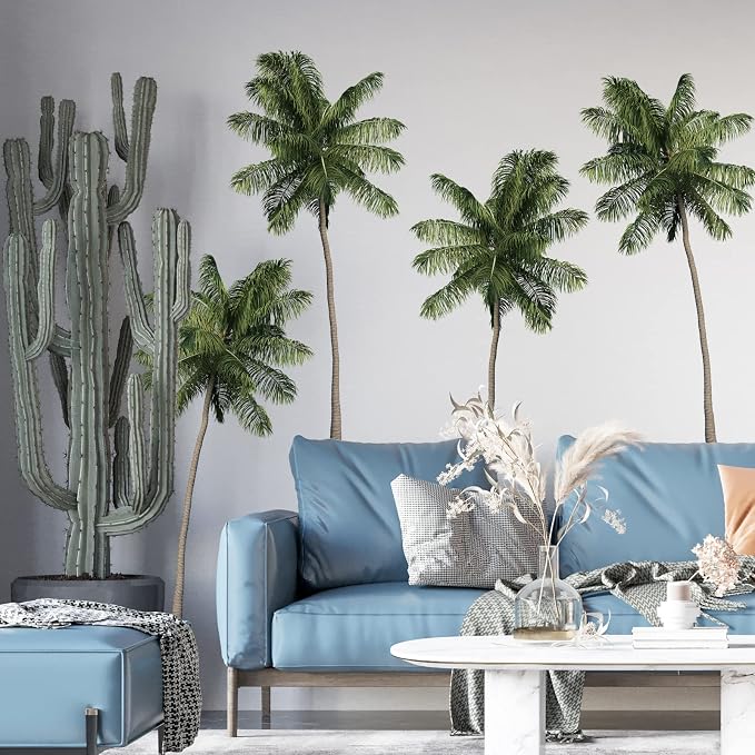 FAYYGYH Tropical Plants Palm Tree Wall Stickers, Green Leaves Removable Art Murals for Living Room, TV Background, Bedroom, Office & Nursery Decor - Image 3