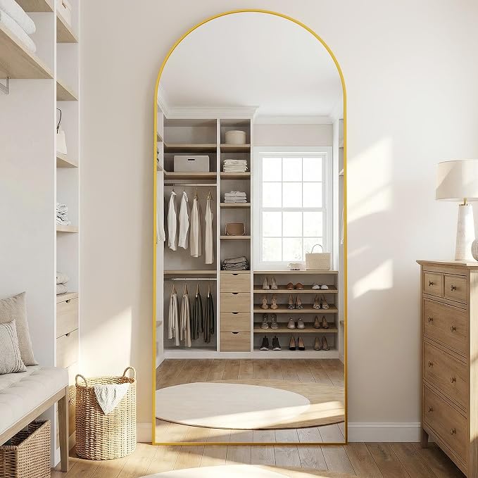 69"x28" Arched Full Length Mirror, Full Body Floor Mirror, Gold - Image 3