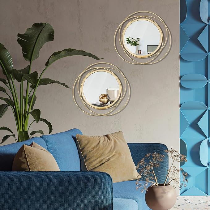 2 Set Circle Mirrors for Wall Decor Living Room Bedroom Entryway - Image 5