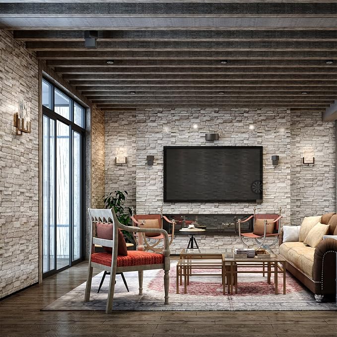 Yutianli 7mm Thick Anti-Collision self Adhesive 3D Wall Panels Peel and Stick,10-Pack 57 Sq.Ft Antique Foam Wall Panel Faux Brick Wall Panels Faux Stone Wall Panels for Bedroom (10, Style G) - Image 3