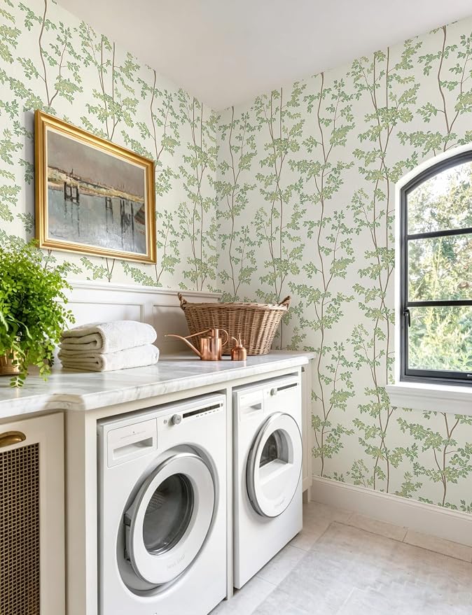 Heroad Peel and Stick Wallpaper Sage Green Tree/Leaf Cottage Contact Paper | Waterproof Removable Botanical Wall Paper for Bathroom,17.3''x196'',Modern Farmhouse Decor Vinyl for Bedroom,Kitchen,Laundry - Image 7