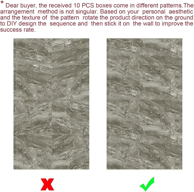 10pcs Marble Peel and Stick Waterproof Wall Panels,Heat-Resistant Backsplash Tile, 23.6"x11.8" PVC Foam Wall Sticker for Kitchen,Living Rooms, Bedrooms TV Walls,Grey (Not Real Tile 19.4Sq. Ft.) - Image 9