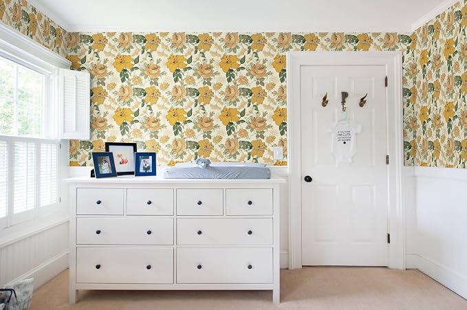 Hopepak 16.1'' x 394'' Floral Peel and Stick Wallpaper Modern Flower Contact Paper Self Adhesive Removable Waterproof Wall Paper for Bedroom Cabinets Living Room Home Decoration - Image 6