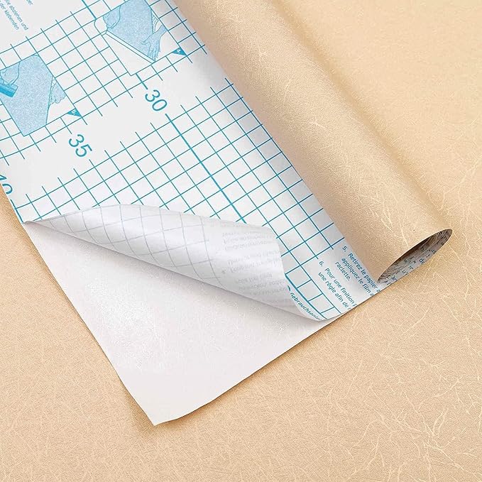 Beige Peel and Stick Self Adhesive Wallpaper Countertop Contact Paper | Gold Removable Embossed Silk Waterproof Bathroom Wallpaper 15.7" X 118" Kitchen Vinyl Wrap for Cabinet Shelf Liner Paper - Image 2