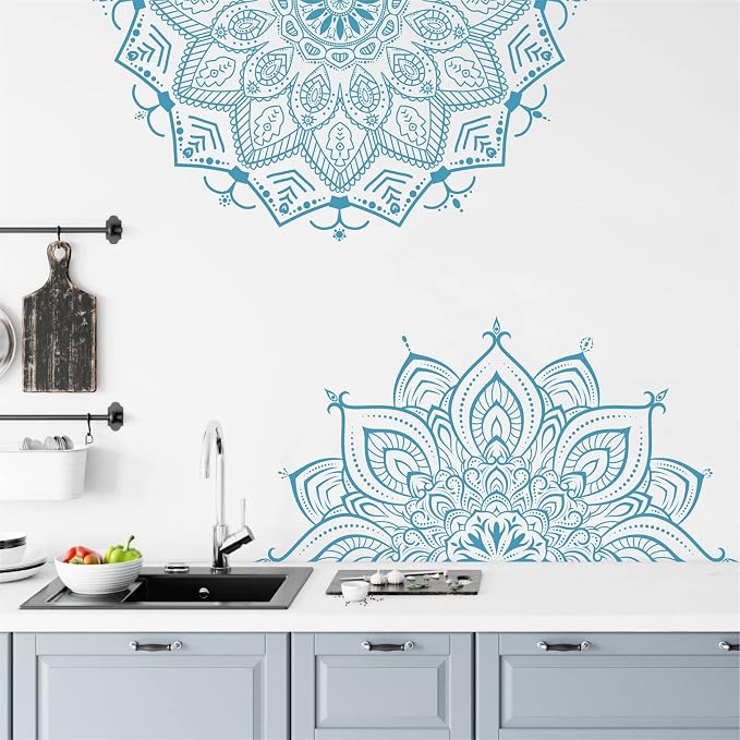 Large Mandala Wall Stickers Mandala Window Decals Yoga Room Wall Decoration | Headboard vinyl decoration, lotus peel and stick stickers, removable self adhesive decals, for bedroom living room yoga room - Image 6