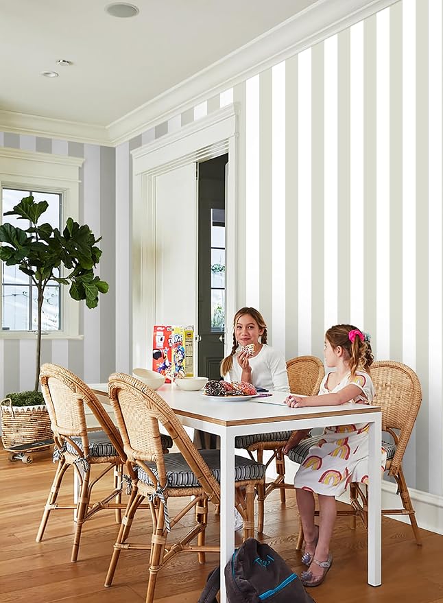 Guvana 17.7"×118" Brown and White Wallpaper Striped Peel and Stick Wallpaper Modern Removable Contact Paper Self Adhesive Waterproof Wall Paper for Bedroom Cabinets Decor - Image 4