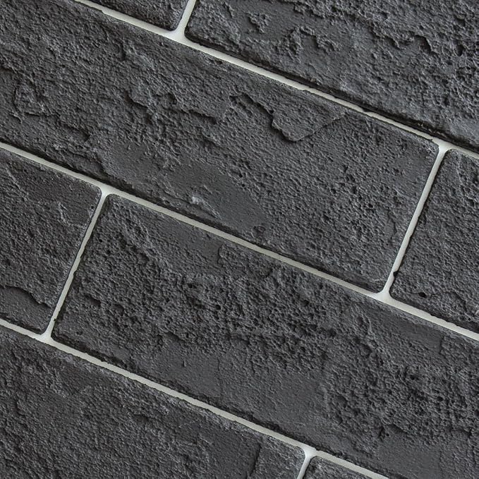 2 Old Town Black Faux Brick Wall Tiles, 3D Thin Brick Veneers by TORURAL