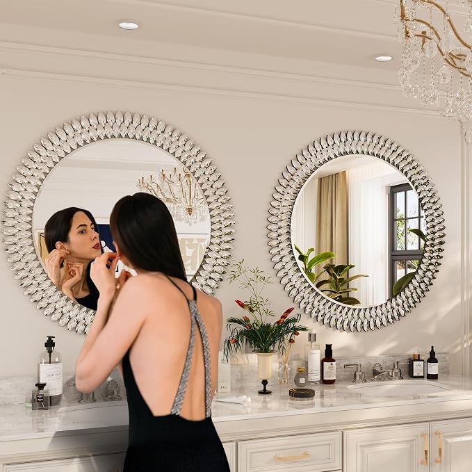Kelly Miller 36" Jeweled Luxury Round Decorative Wall Mirror - Image 5