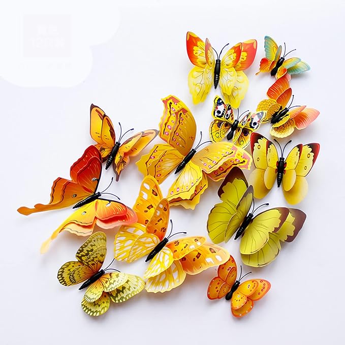 OPSEAM 3D Butterfly Wall Decor Butterfly Decorations Stickers with Magnets | 72 PCS Gold,12 Styles Double Layer Butterfly for Classroom Decoration,Locker Refrigerator, Reusable,Waterproof by Opseam