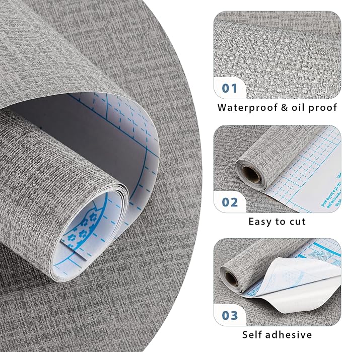Vinjiasin Grasscloth Peel and Stick Wallpaper Vintage Textured Contact Paper Grasscloth Self Adhesive Removable Wall Paper for Bedroom Cabinets Drawers Covering (15.7" x 78.7") - Image 6