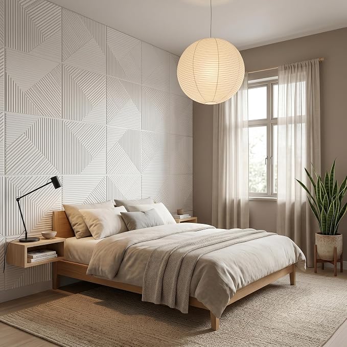 3D Wall Panels for Interior Wall Decor, PVC, White | 19.7x19.7 Inch, 12 Pack Covers 32 Sq Ft, Decorative Textured Tile, Paintable, Fire Resistant, Lightweight Modern Accent - Image 6
