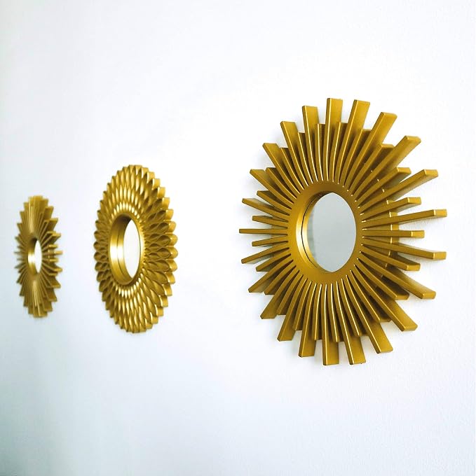 BONNYCO Gold Mirrors for Wall Pack of 3, Round Wall Mirrors Bedroom Room and Home Decor. Espejos Decorativos de Pared Sala Dormitorio, Modern Minimalist Decor Vintage, Chic. Gifts for Women, Mums - Image 3