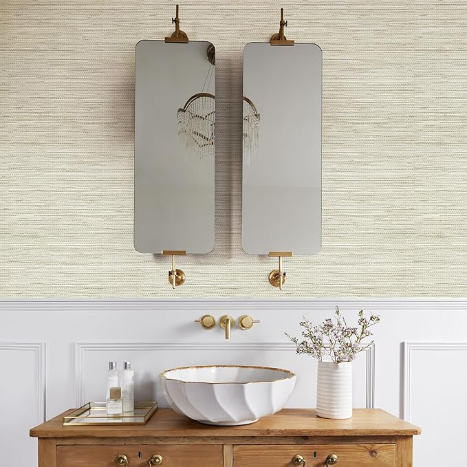 JiffDiff Grasscloth Wallpaper Peel and Stick,17.3"x472" Cream Grassweave Stick on Wallpaper Textured Self Adhesive Wallpaper Contact Paper - Image 3