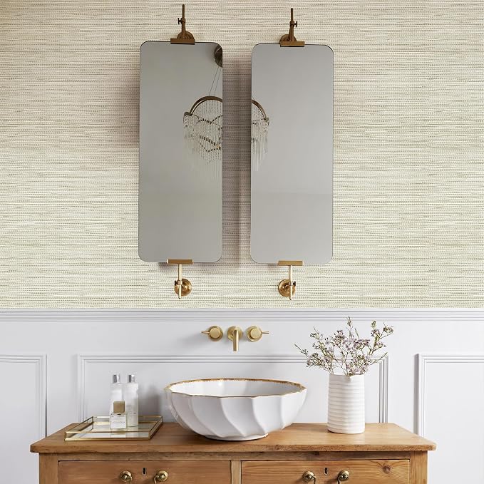 JiffDiff Grasscloth Wallpaper Peel and Stick Cream Grassweave Peel & Stick Wallpaper Textured Wallpaper Contact Paper 17.3"x118" - Image 7