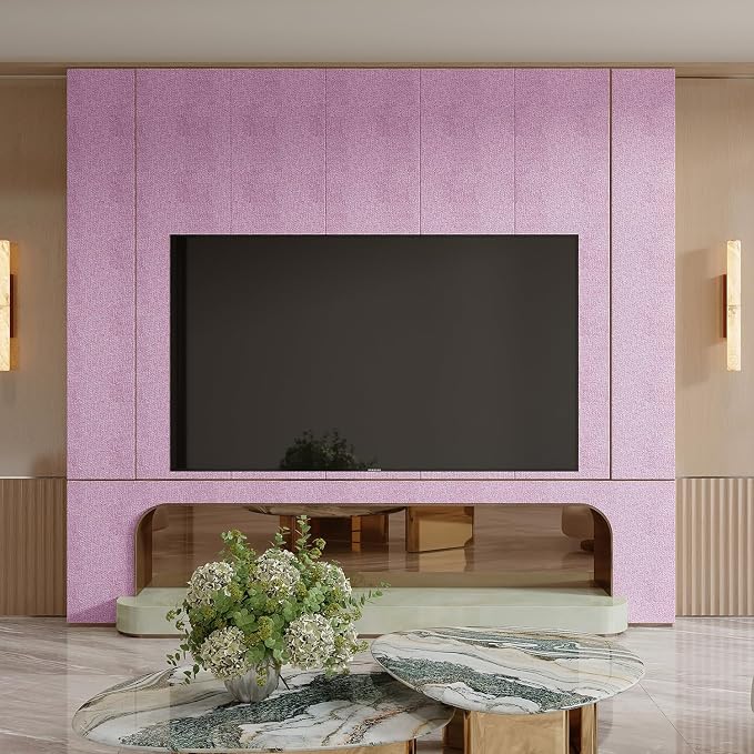 Yutianli 3D Wall Panel Peel and Stick Soundproof Foam Linen Wall Cloth Pink 16.7"x118" Self-Adhesive Decorative Wallpaper Anti-Collision Wall Padding - Image 6